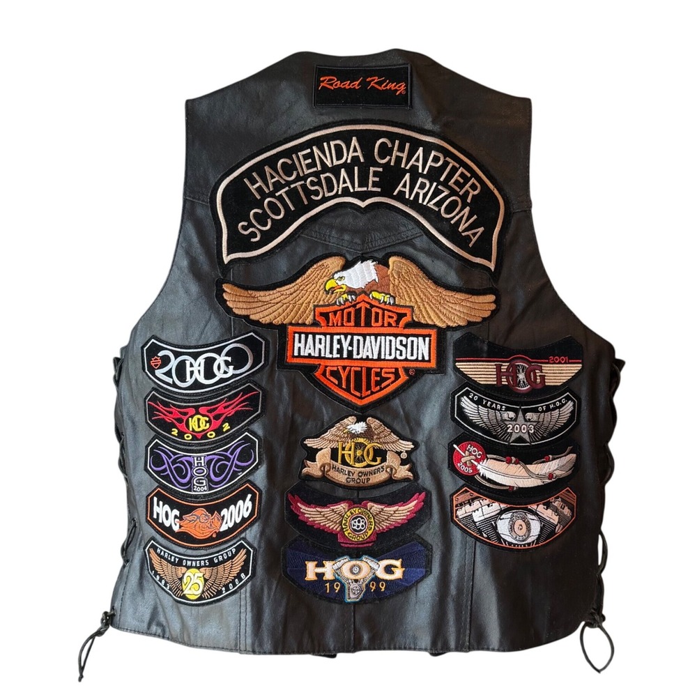 Tuff Hide Leather Motorcycle Vest XL Harley HOG Patches Pins Scottsdale Arizona